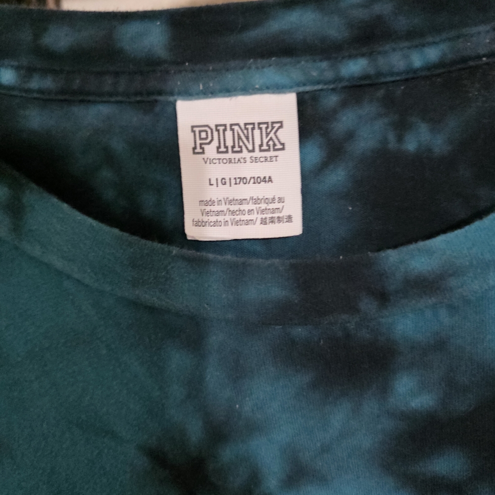 PINK Victoria's Secret Blue and Black Tie-Dye Tee - Picture 2 of 2